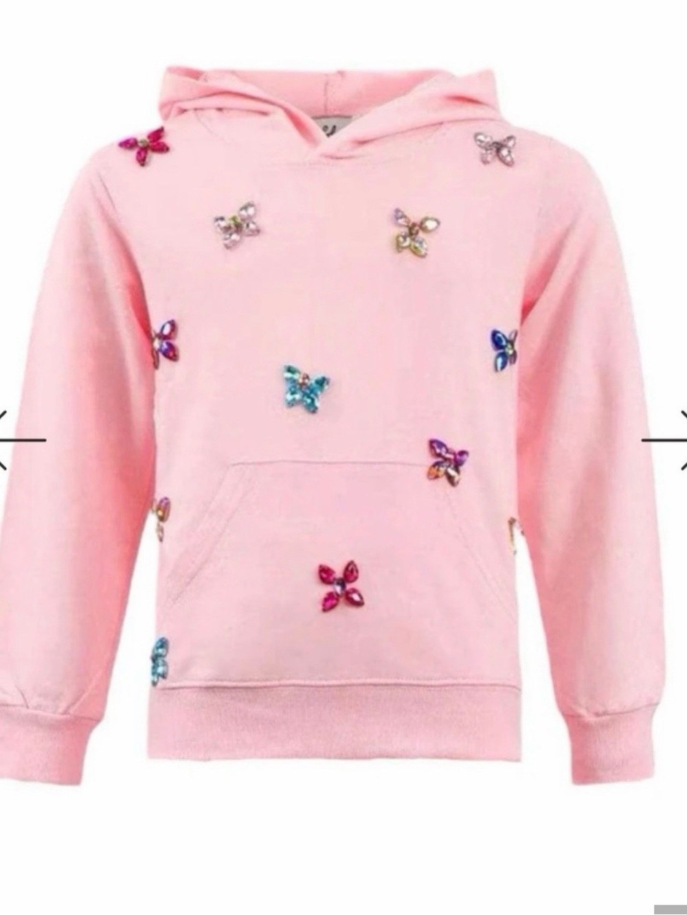 Lola + The Boys Pink Gem Butterfly Hoodie